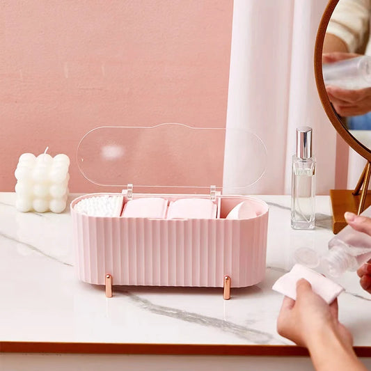 🧼✨ Organizador transparente para maquillaje y algodón: almacenamiento versátil para productos de belleza