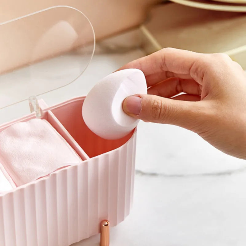 Caja para guardar discos de algodón y compresas: transparente con tapa antipolvo