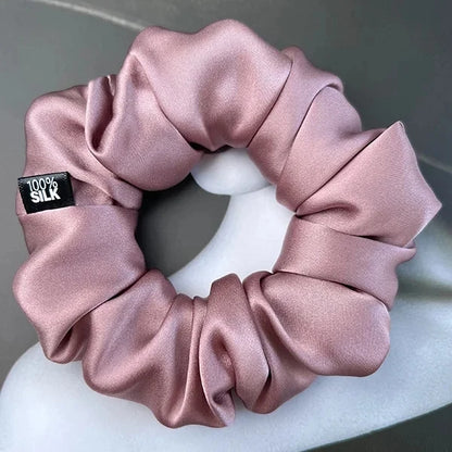 Chouchou Cheveux en Soie de Mûrier 19 momme – Élastique cheveux grande taille Uni