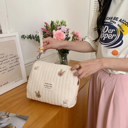 Trousse de Rangement Coton Brodée – Pochette portable multifonction imprimé variées 🧸