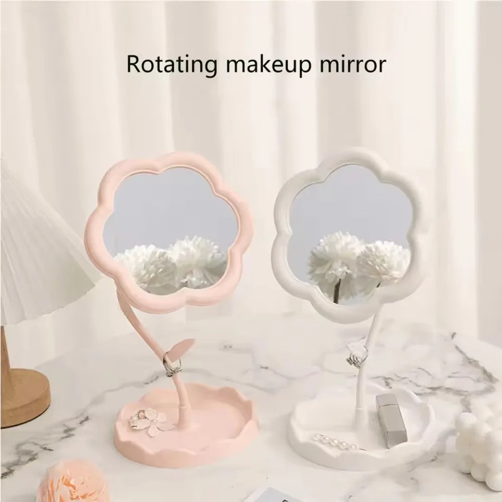 Espejo de maquillaje giratorio con diseño de girasol
