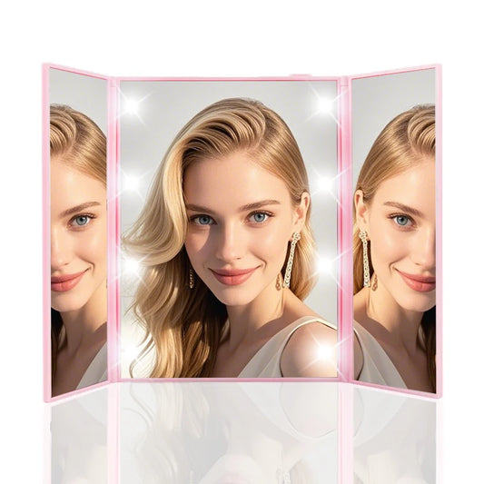 💄✨ Espejo de maquillaje LED portátil de 3 lados: perfecto para viajes y retoques