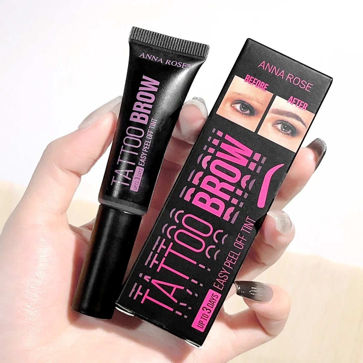 🎨💧 Waterproof Peel-Off Eyebrow Tattoo Gel – With Stencils, 3 Days Long Lasting