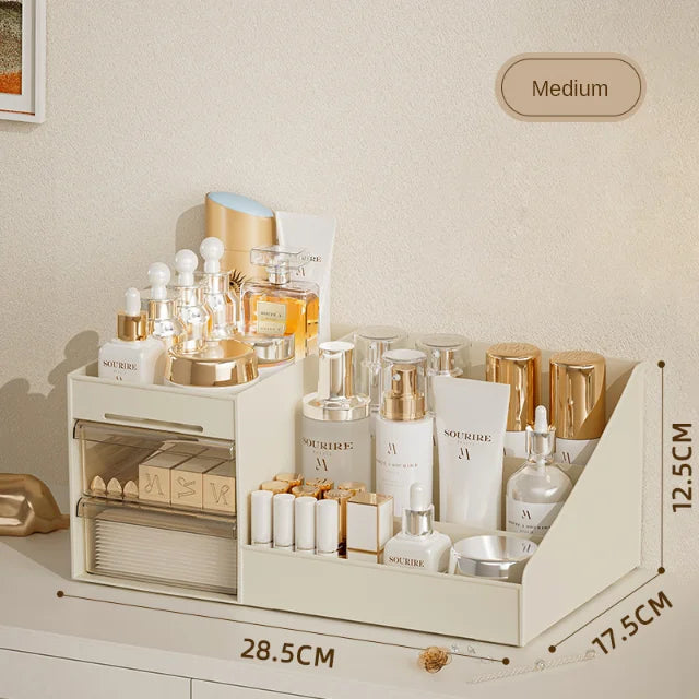 🗄️ Cajón de maquillaje transparente - Organizador de escritorio y mesa de maquillaje