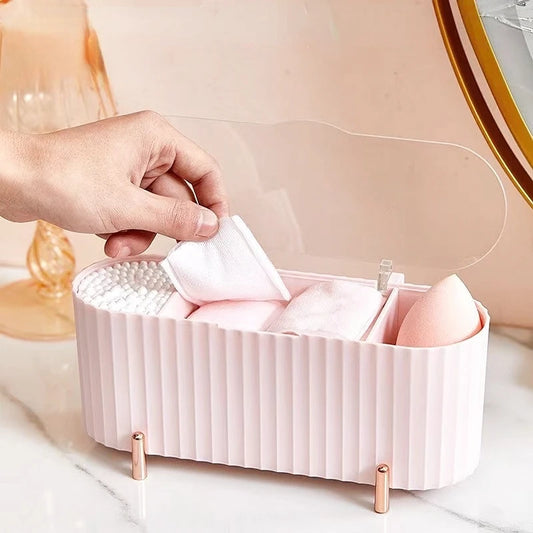 🧼✨ Organizador transparente para maquillaje y algodón: almacenamiento versátil para productos de belleza