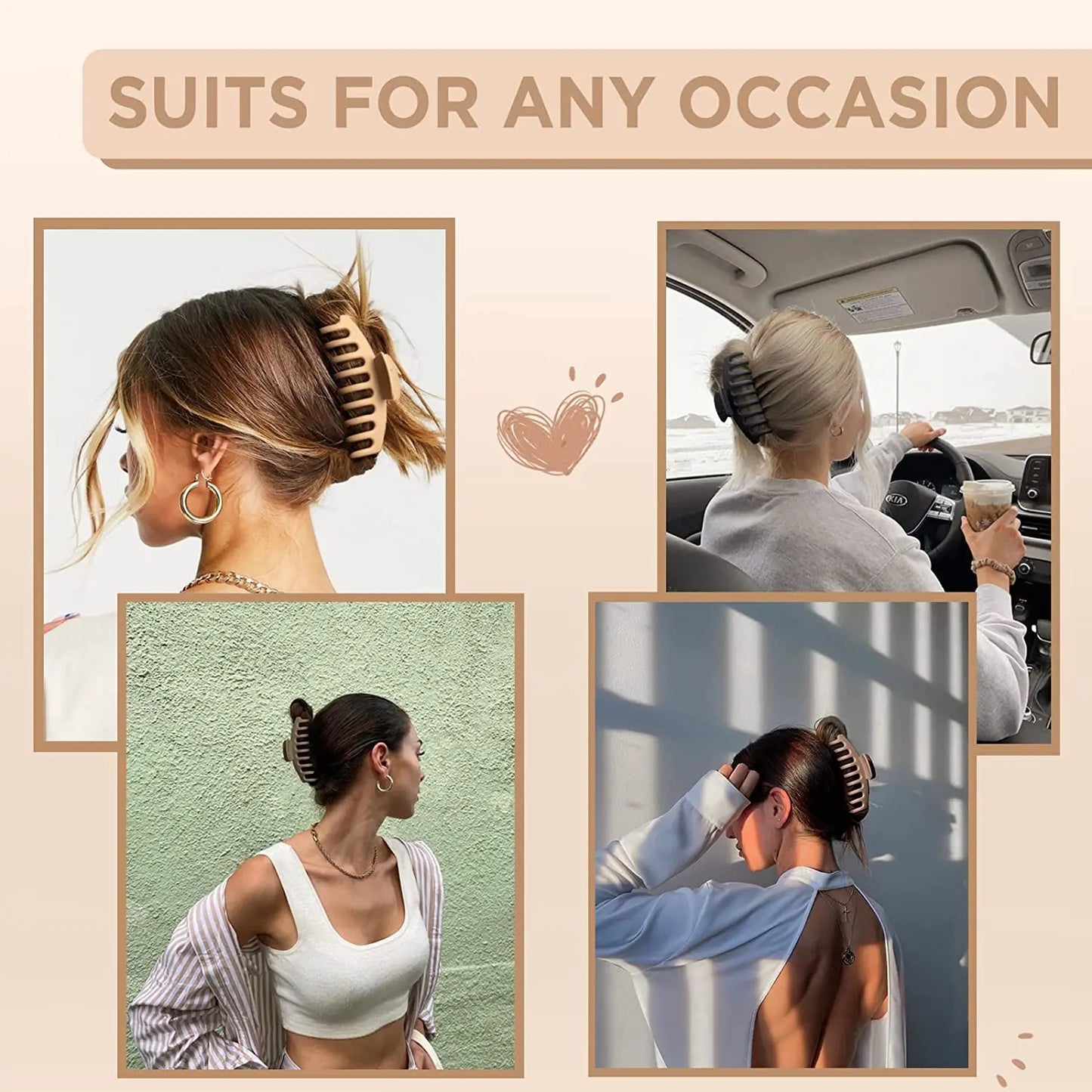💫 Pince à cheveux vintage mate – Forme géométrique, tenue forte pour cheveux épais