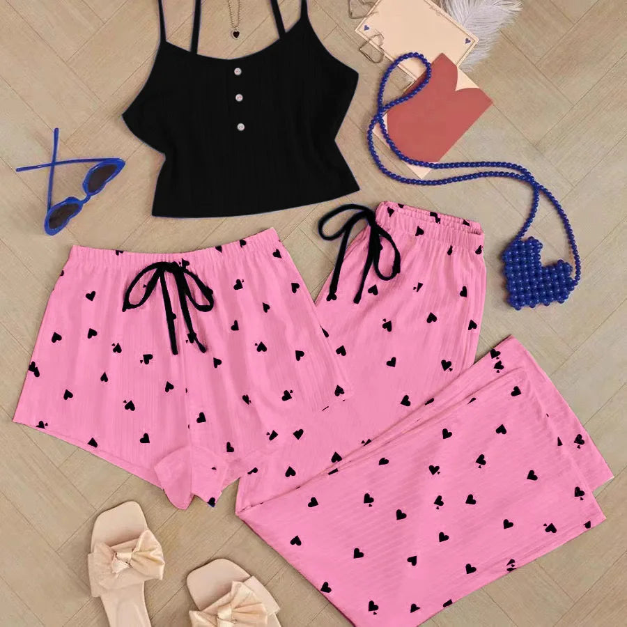 Ensemble de pyjama - Haut camisole, short et pantalon 🩷