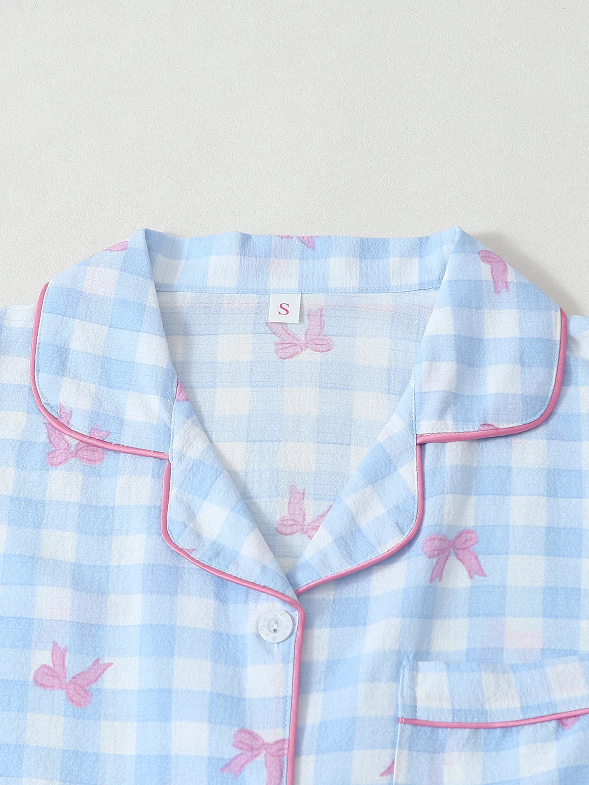 Conjunto de pijama - Camiseta de manga corta, pantalón corto y pantalón largo de cuadros 🎀