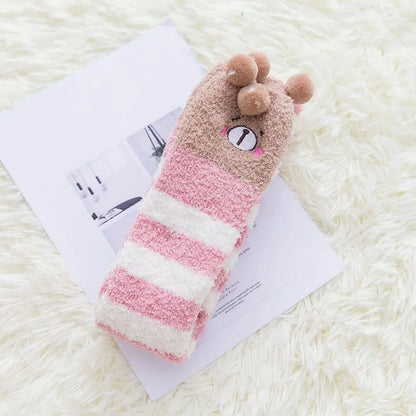 Women's Kawaii Animal Print Thigh-High Socks – Soft & Warm Long Stockings