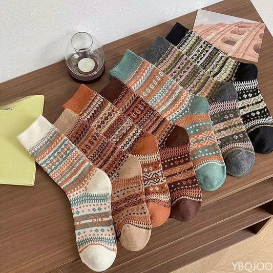 Lot de Chaussette  hiver rayées unisexes – Épaisses et chaudes