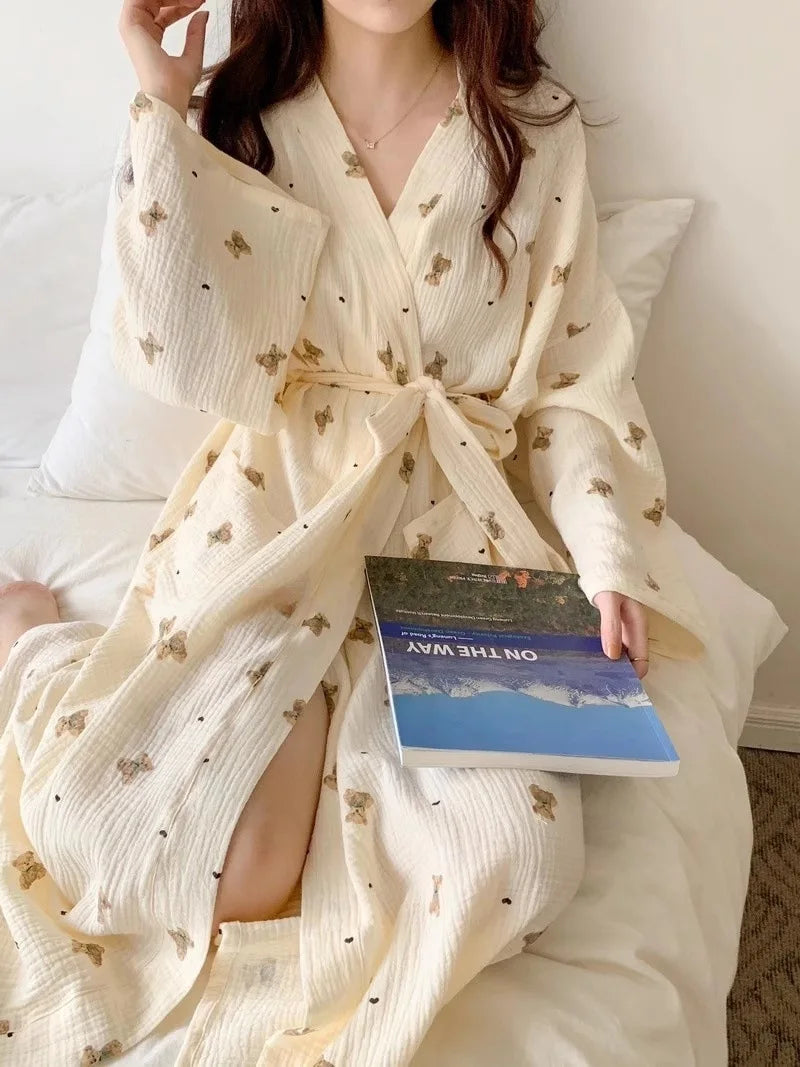 Robe de Chambre Femme – Longue Avec Manches Longues imprimé variés
